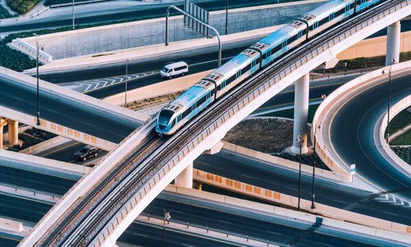 Road motorway and metro junction Image showing a Road motorway and metro junction