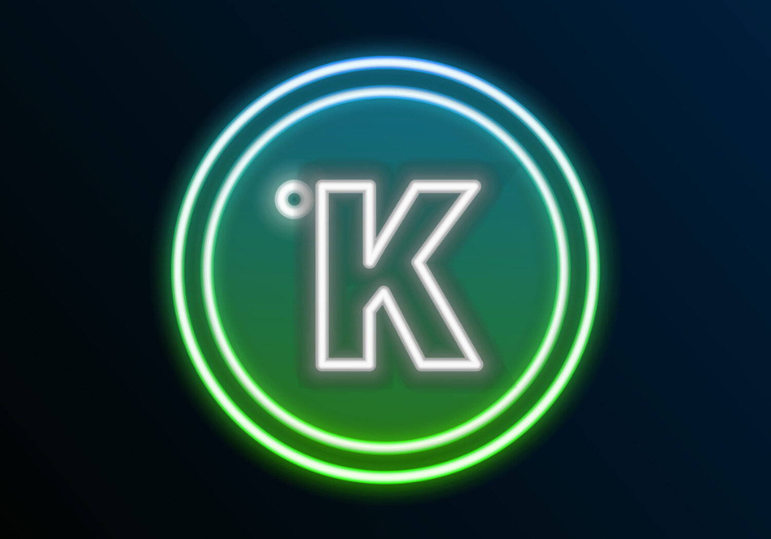 Image showing glowing neon line Kelvin icon isolated on black background