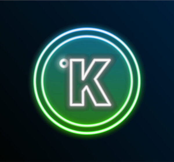 Image showing glowing neon line Kelvin icon isolated on black background