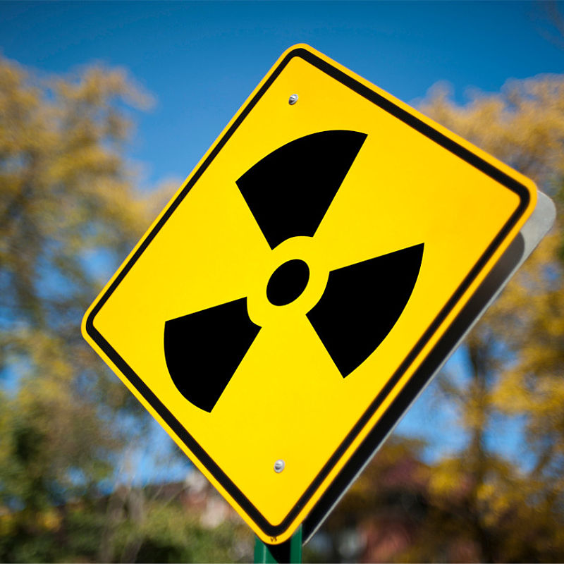 Image showing close up of a black and yellow radiation warning sign