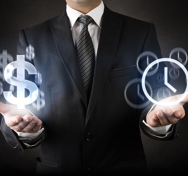 Image showing a businessman showing 'Time is Money' concept