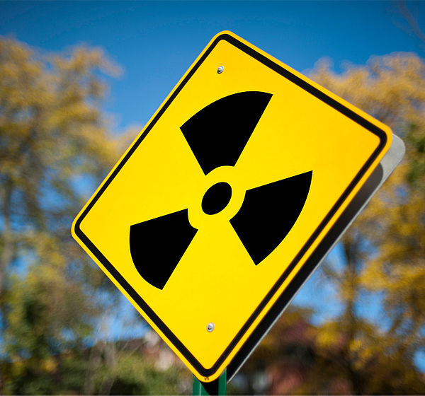Image showing close up of a black and yellow radiation warning sign