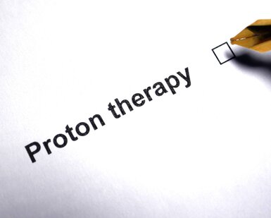 Image showing a box being ticked next to the words Proton Therapy