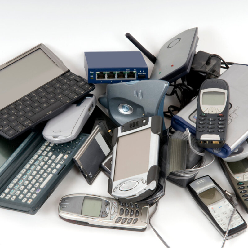 Image of used electronic phones for recycling