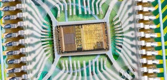Close up of a photodiode array on a circuit board