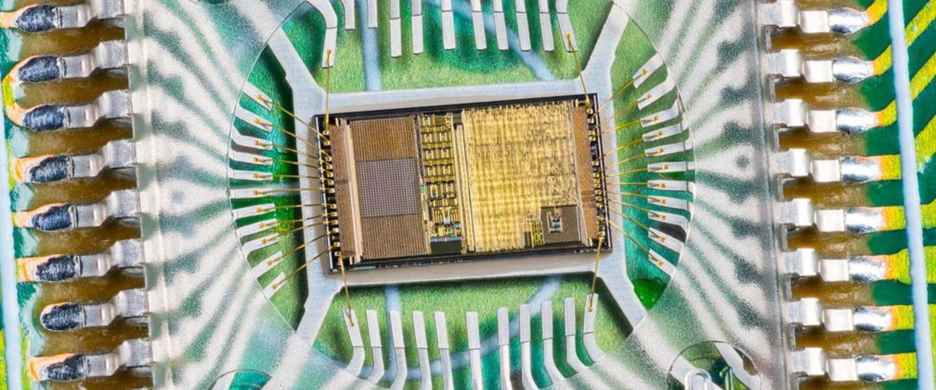 Close up of a photodiode array on a circuit board