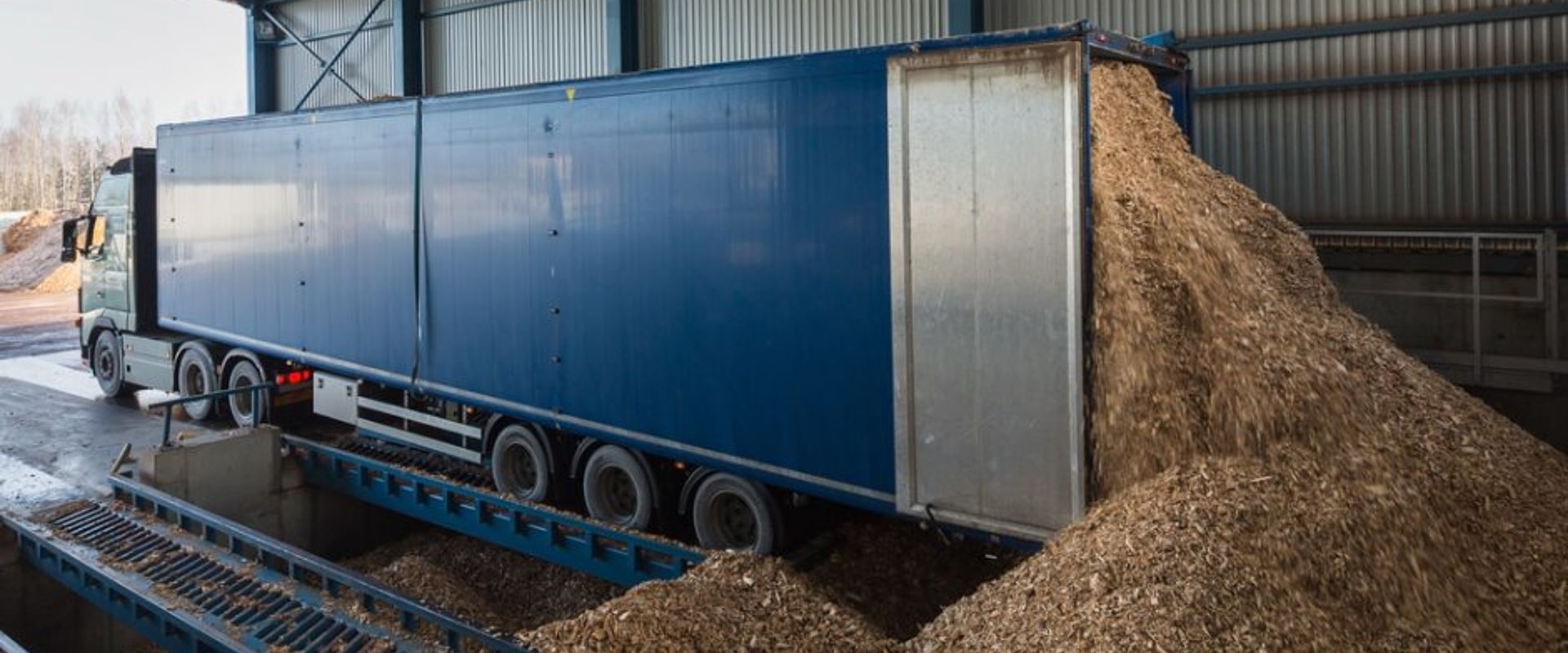 Storage warehouse for wood chips picture id465144628