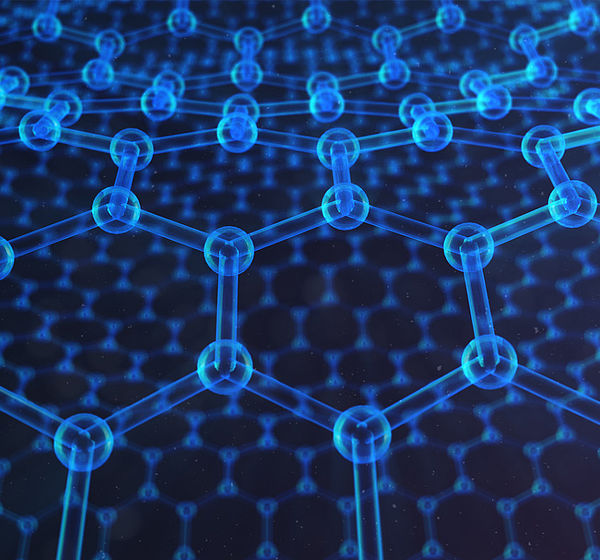 Image showing a graphic of carbon molecules arranged into a graphene lattice