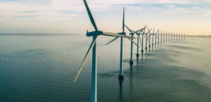 Image showing wind turbines in the sea