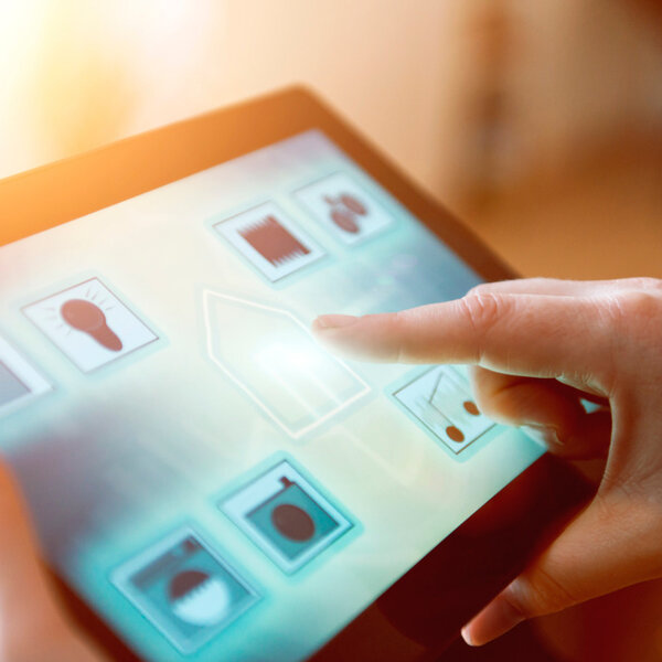 Image showing a smart home control app on a tablet