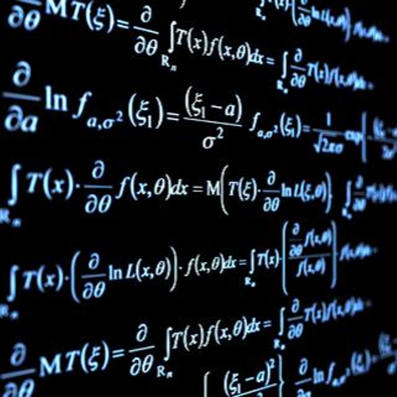 Image showing mathematical equations on blackboard