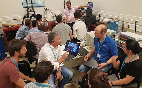 Image shows EURAMET Summer School on Thermal Measurements 2018, EIM, Thessaloniki, Students in laboratory exercise sessions