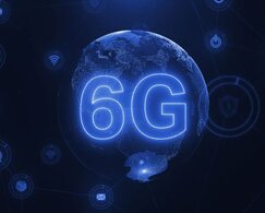 Image showing digital 6G icon and Earth sphere