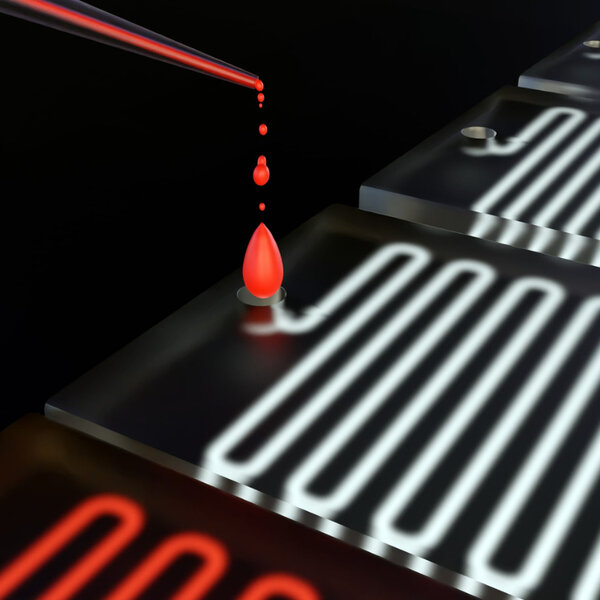 Image showing microfluidic chip with blood sample