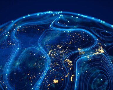 Image showing flow of data across a connected world