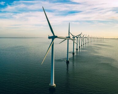 Image showing wind turbines in the sea