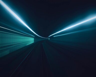 Image showing tunnel speed motion light trails