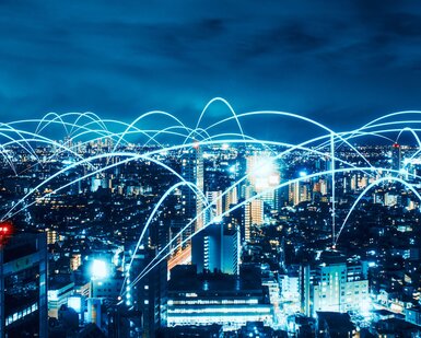 Image showing wireless connections in a futuristic city