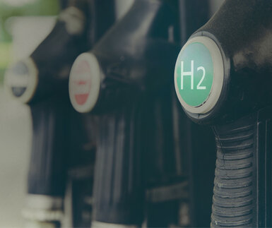 Three nozzles at a hydrogen refuelling station