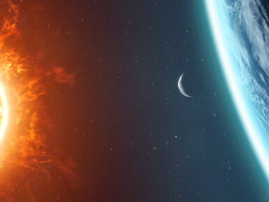 3D rendering of the Earth with moon and sun