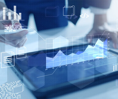A visualisation of software running on a tablet computer