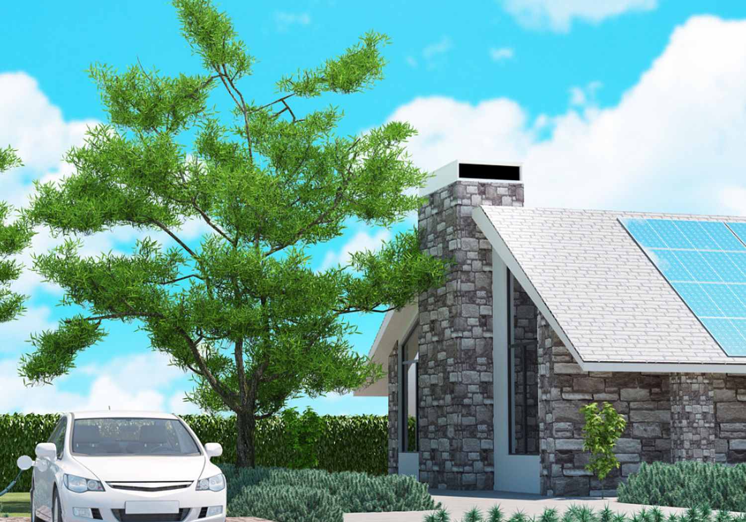 Image showing Smart grids integrating eV and solar