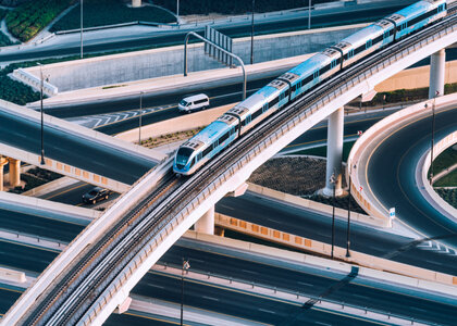 Image showing a Road motorway and metro junction