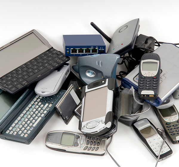 Image of used electronic phones for recycling