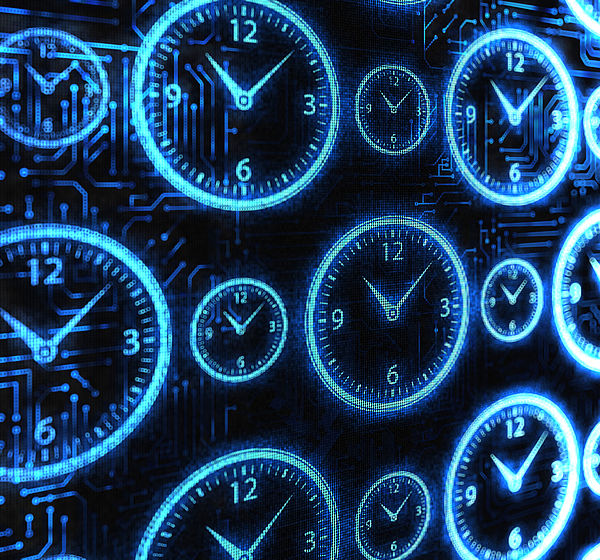 Image of a digital illustration of clock faces