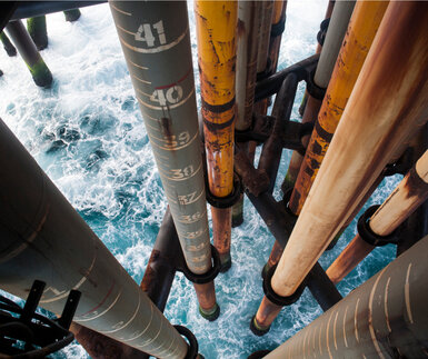 Image showing oilrig drill submerged in the ocean