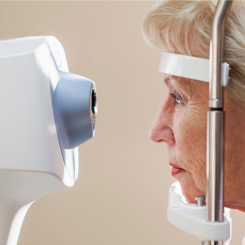 Metrology for IOP measurements Image showing a person having an eye exam with a tonometer