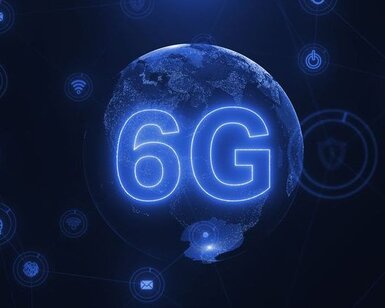 Image showing digital 6G icon and Earth sphere
