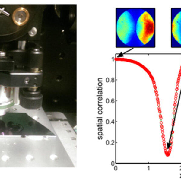 Photograph of the developed system and the recorded fields at different positions on the grating