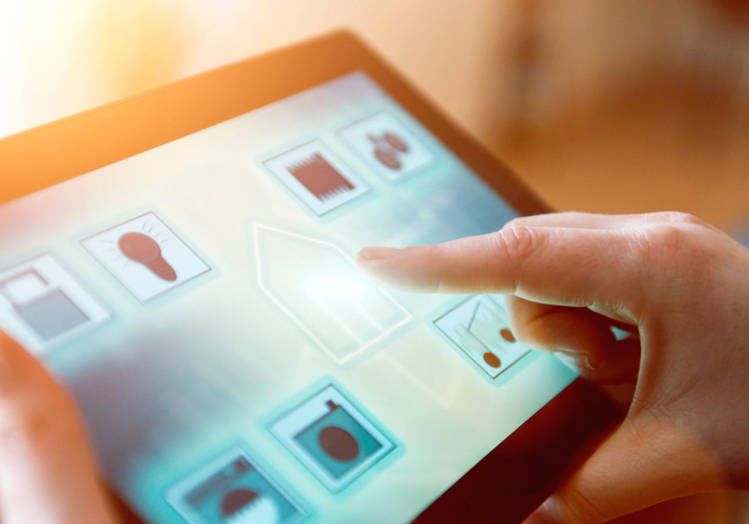 Image showing a smart home control app on a tablet