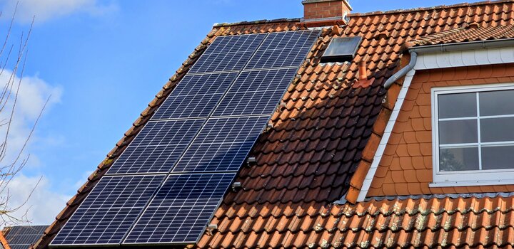 Dormer with shade on solar modules