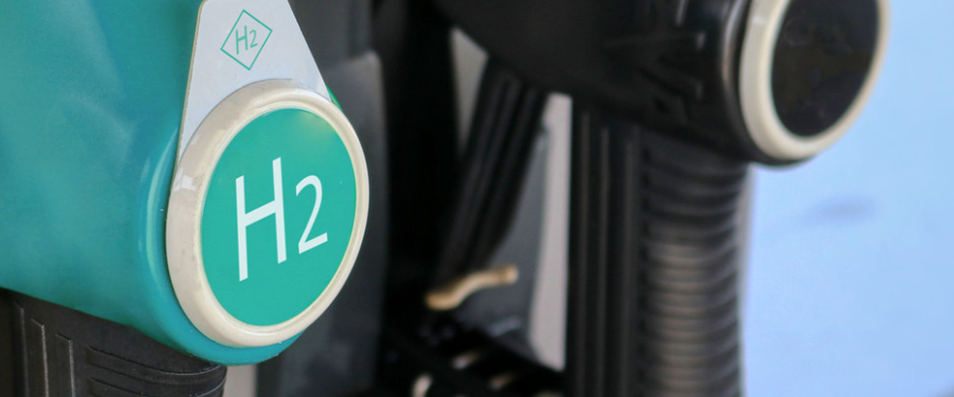 Close up of hydrogen logo on gas stations fuel dispenser Close up of hydrogen logo on gas stations fuel dispenser