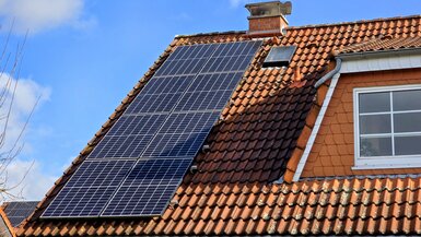 Dormer with shade on solar modules