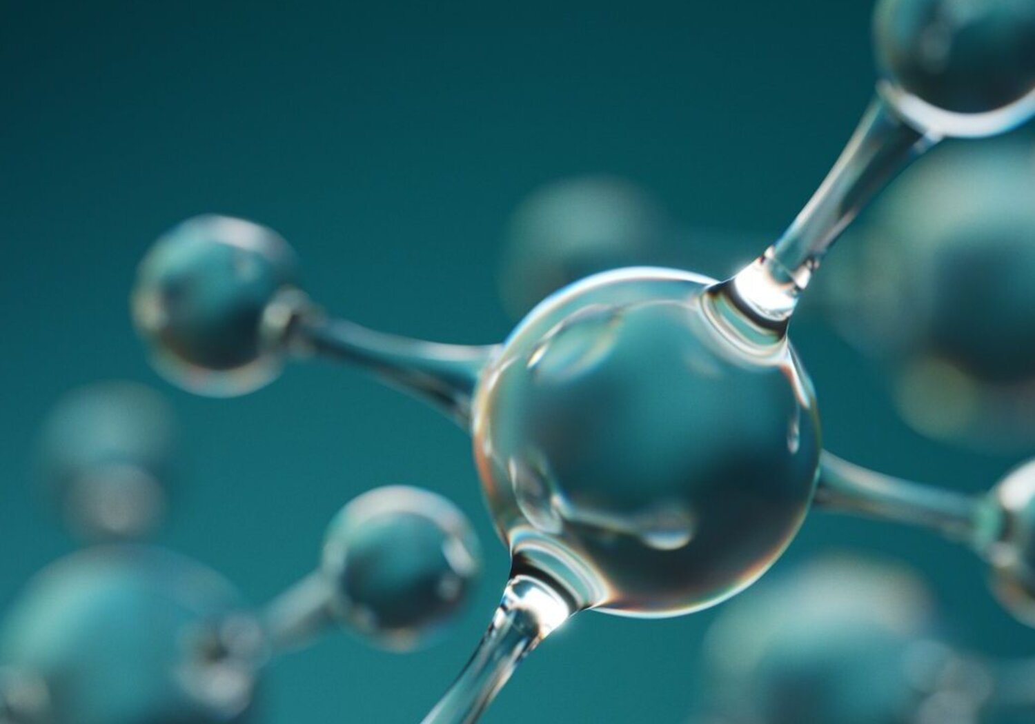 Image showing an artists' impression of a molecule with transparent bonds
