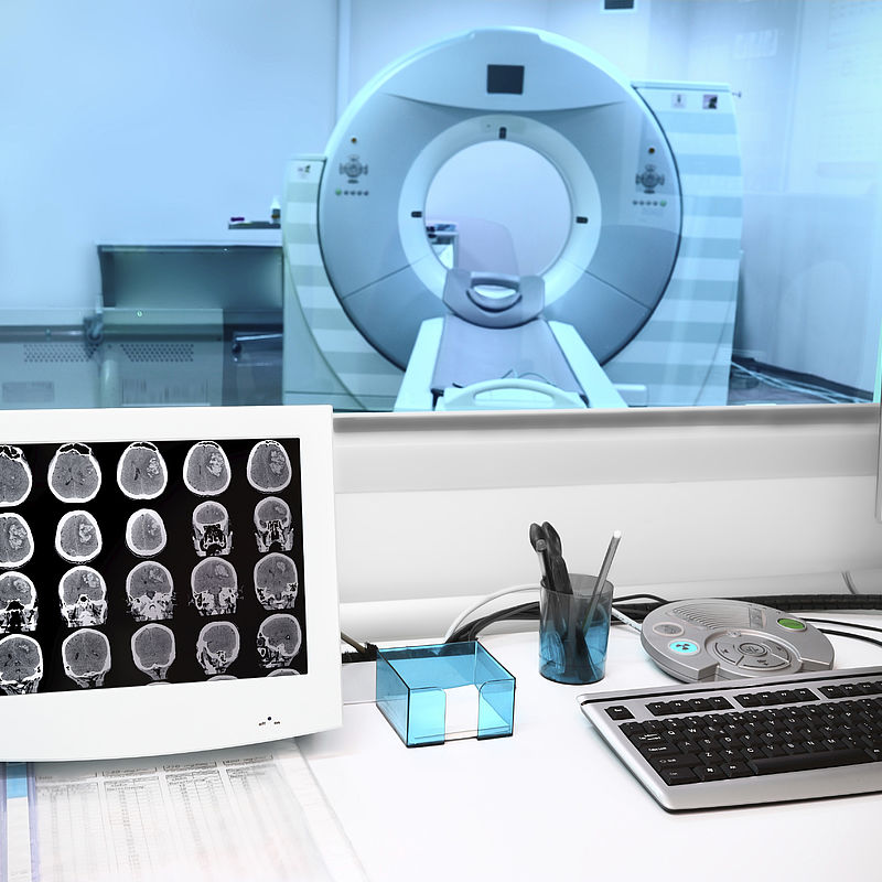A metrological framework for traceable dosimetry for MRgRT Image showing a MRI scanner in hospital department