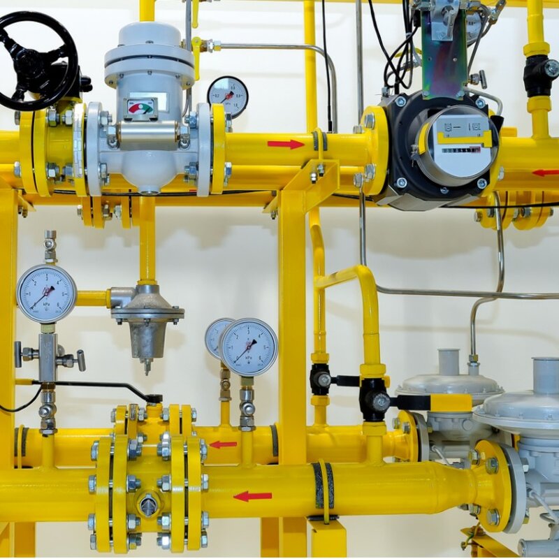 Developing industrially relevant dynamic pressure and temperature metrology Image showing pressure meters on natural gas pipeline
