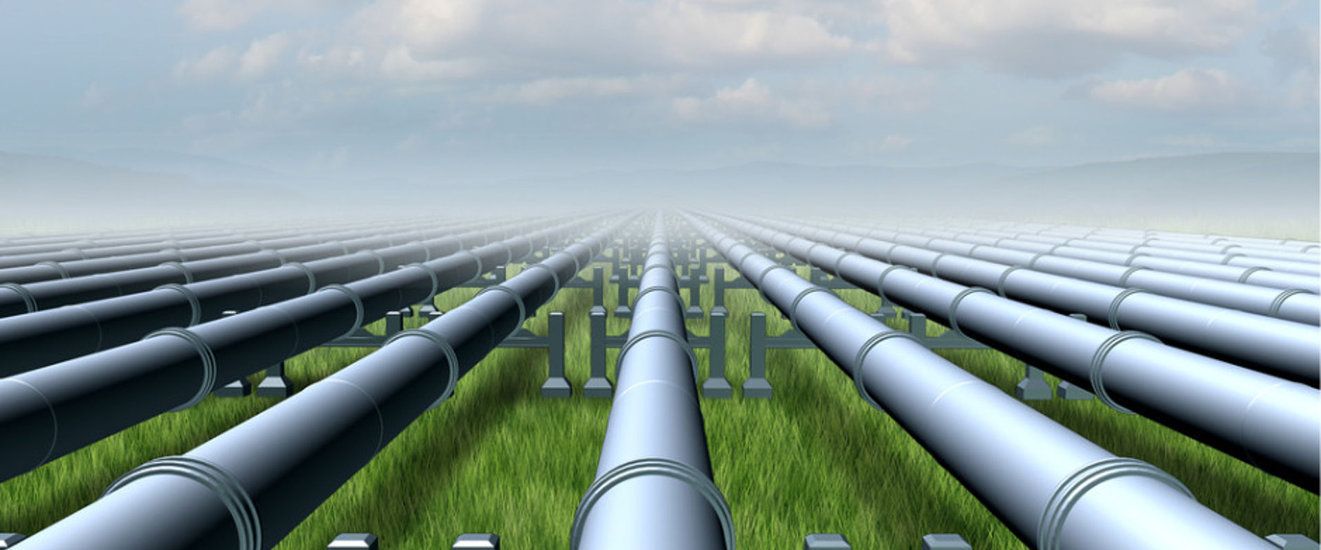 A series of pipes carrying LNG Pipelines carrying natural gas