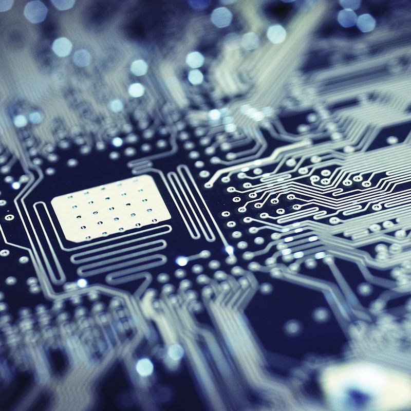 Metrology for advanced electronics materials Image showing a close up of a circuit board