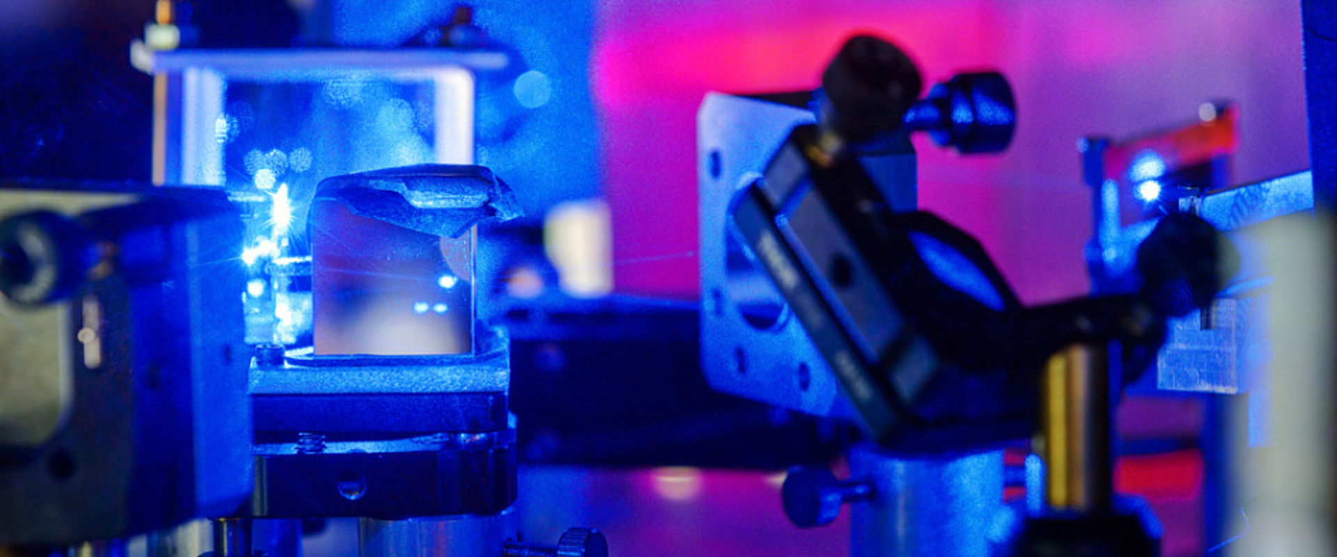 Blue laser in a quantum optics lab picture id479718258