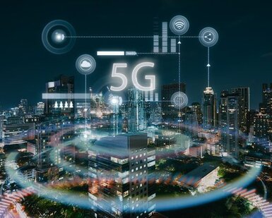 Image showing modern city with smart 5G wireless communication network concept