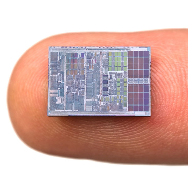 Image showing a Computer processor on human finger