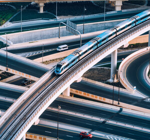 Image showing a Road motorway and metro junction