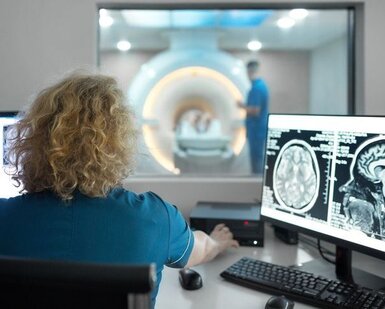 Image showing MRI scanning and images
