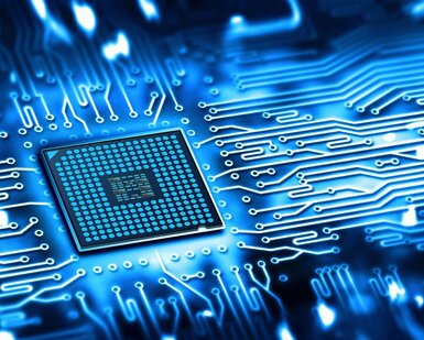 Image showing close-up of microchip on a motherboard