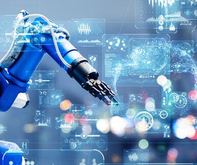 Image showing a robotic arm inside an advanced manufacturing setting