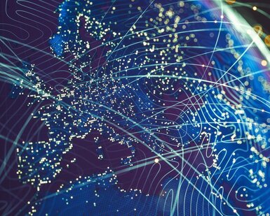 Image showing Global digital network over Europe